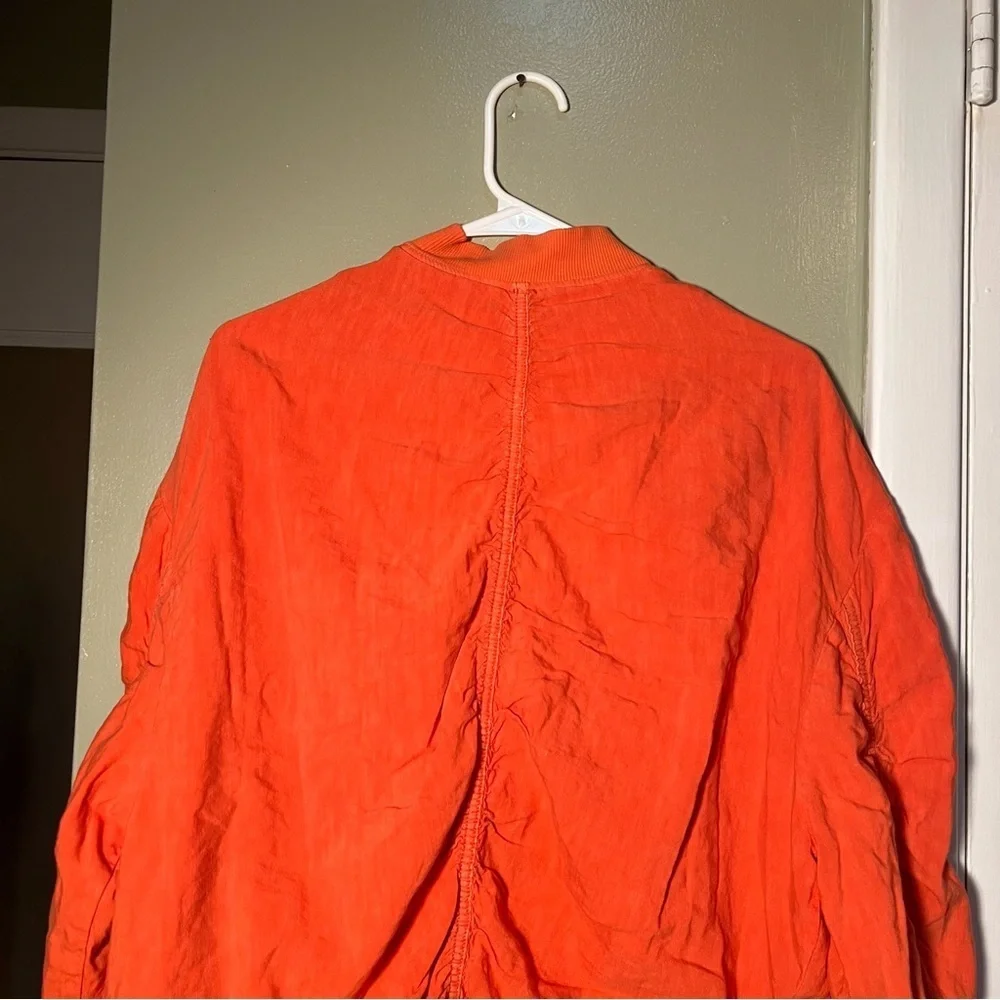 Free People Women's Size Medium On Point Bomber Jacket Tomato Bisque Orange - Picture 7 of 11